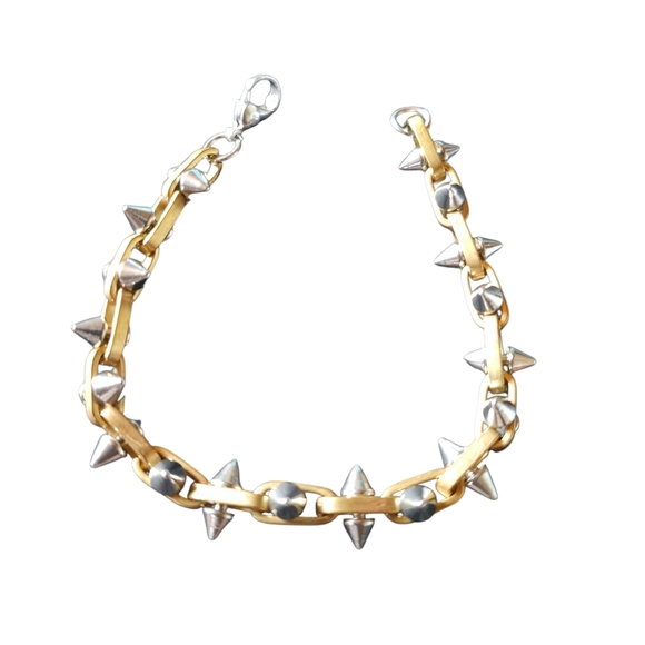 New Stainless Steel Gold and Silver Spike Bracelet - Picture 2 of 5